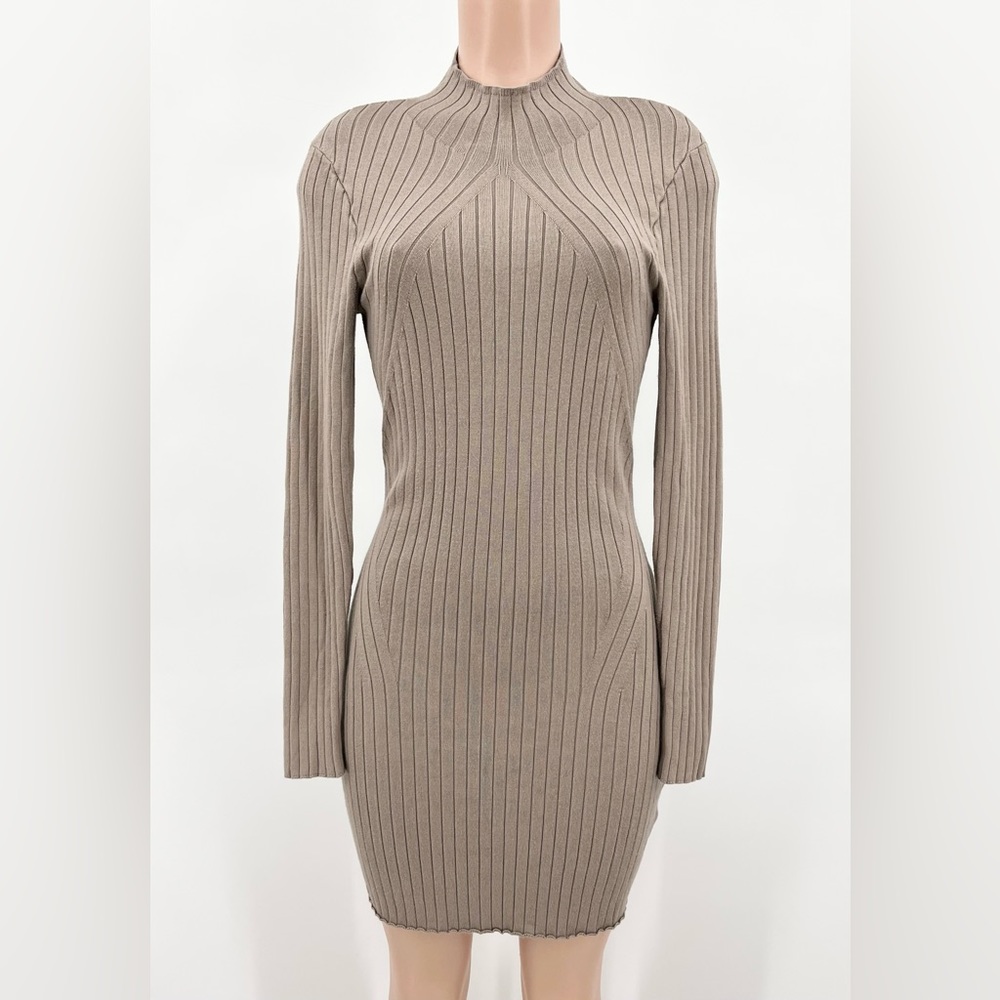 Abercrombie & Fitch Ribbed Knit Fitted Sweater Dress